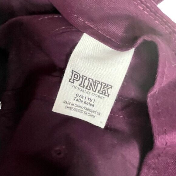 Pink Victoria's Secret Women’s Maroon Baseball Hat Strap Back Cap Hat One Size - Picture 2 of 3